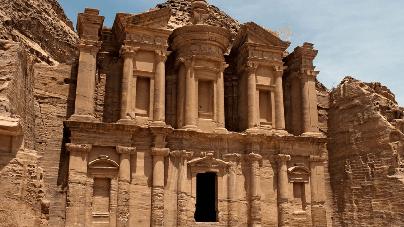 Ancient city carved into rose-colored stone